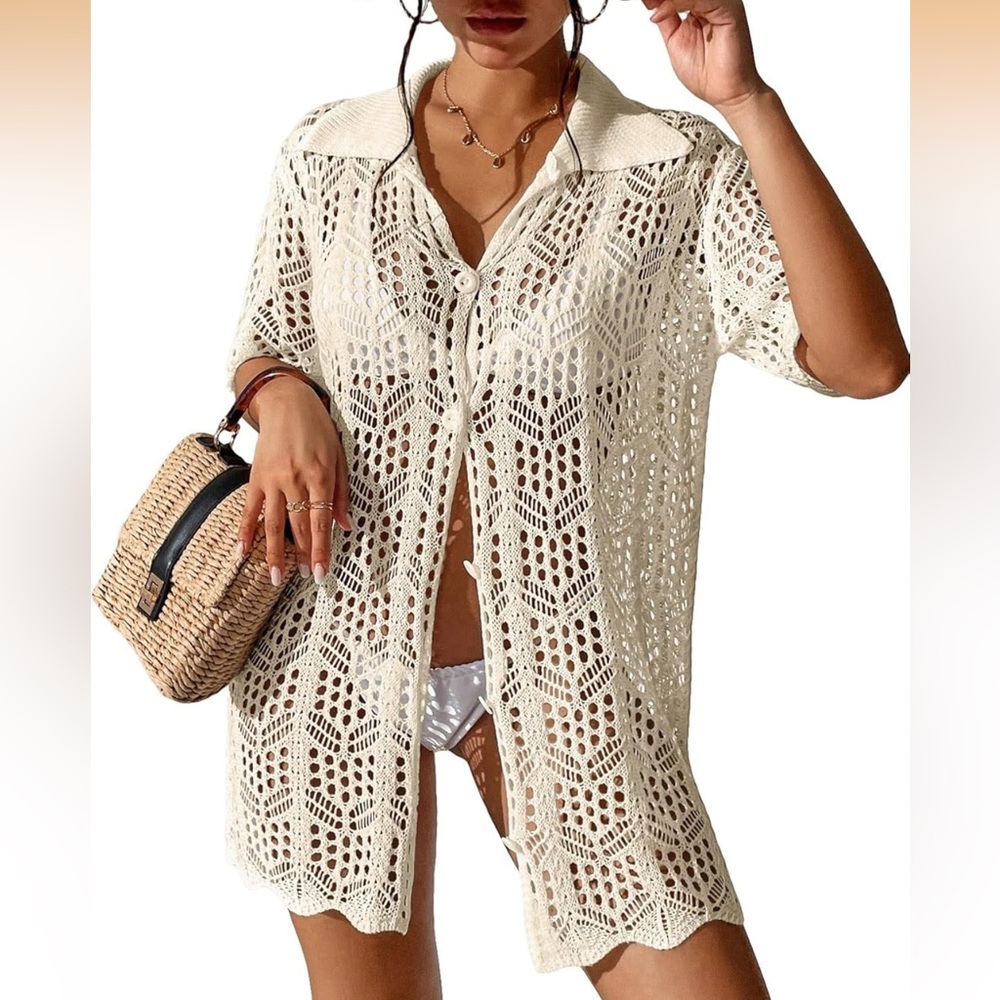Amazon Crochet Swim Coverup in Cream